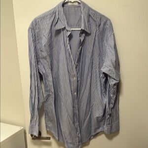Babaton Blue and White Casual Button Down Shirt